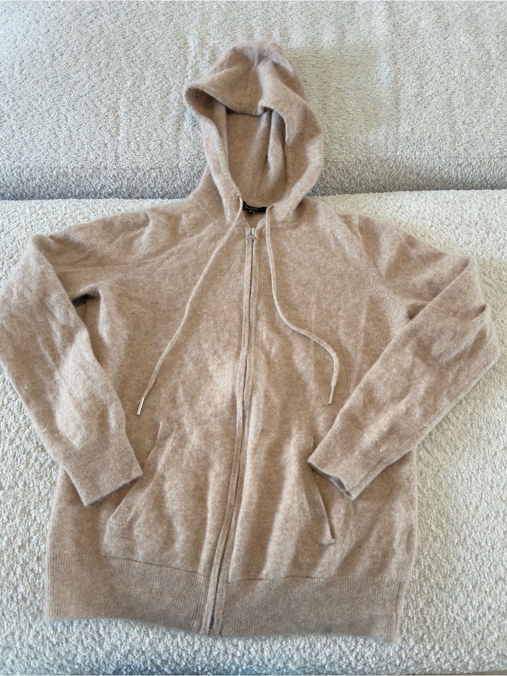 Quince Mongolian Cashmere Full-Zip Hoodie Sweater Oatmeal Beige Size Small - Picture 9 of 9